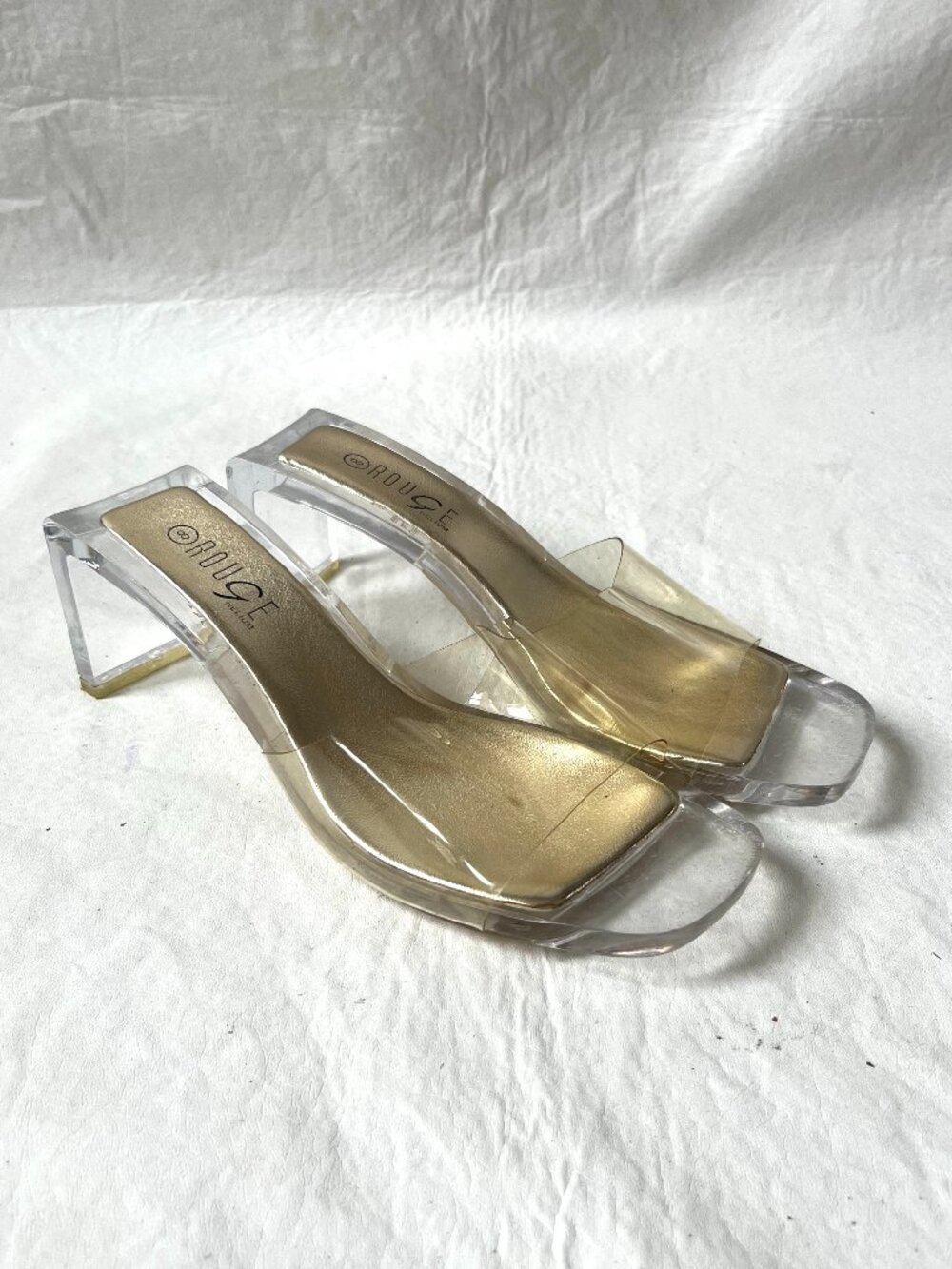 y2k high heel sandals clear plastic womens 8 square toe acrylic translucent